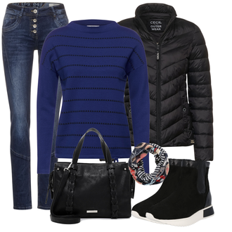Outfit mit Schwarz Stiefel river island "Winterlicher Look"