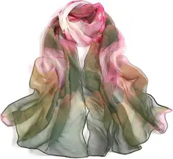 LIXIN Elegant Stijlvol Sjaal Dames - Kleur 4 - Hals sjaaltje 160x50 cm - Neksjaaltje - Dames nek sjaaltje - Pure zijde gevoel - Zijde Blend - Omslagdoek - Satijn Zijdezacht -  Bloemenprint - Dames accessoires