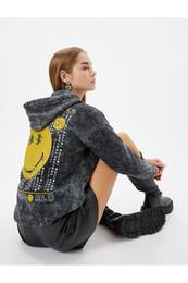 SmileyWorld Hooded Sweatshirt Licensed Comfortable Fit Faded Effect Raised Back Printed Cotton