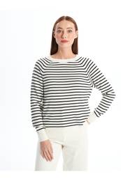 Crew Neck Striped Long Sleeve Women's Knitwear Sweater
