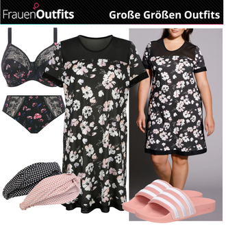 Feine Outfit mit Rosa Sandalen Bequem/Plateau Flip Flop/Pantoffel/Schaftsandale/Hausschuh/Sommer Schuh/Sommer Sneaker Adidas Originals "Pluse Size Outfit für Zuhause"Look: Feine