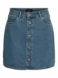 VERO MODA Damen VMHARPER HR M Skater DNM Skirt NOOS Rock, Light Blue Denim, Normal