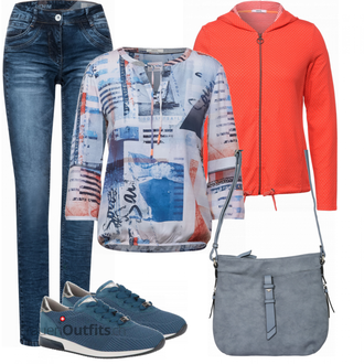 Outfit mit Türkis Sneaker Ara "Frühlings Outfit"