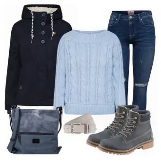 Winter Outfits Festlich mit Blau/DunkelBlau Diabetiker-Tasche/Gürteltasche/Mannstasche/Mini-Rucksack/Wasserdichte Tasche/Tragetasche Tom Tailor "Ragwear"Look: Uni, Indoor, Old Money, Elegant, Coole, Festlich, Punk, Premium