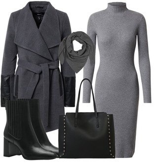Raton laveur tenues avec Gris foncé/Bleu foncé/Gris Manteau Caban/Manteau Mi-long/Manteau en Laine Polaire/Manteau Blazer/Manteau de Mi-saison/Manteau en Loden/Manteau d'Hiver Manteau de Laine VERO MODA "Un look saisissant pour l'automne"