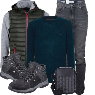 Outfit mit Schwarz Stiefel Rieker "Outfit für den Winter"