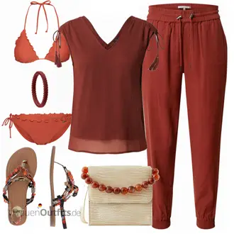 Outfit mit Dunkelrot/Rot/Braun/Bordeaux T-Shirt & Top/Blusenoberteil/Strick Top/Strickshirt/Hemdoberteil/Herrenschuhe/Wickelshirt/Blusenbody/Bluse Oberteil/Bluse Mit Schleife/Crash­bluse/Lederjacke/Verspielte Bluse/Kurzarmbluse/Schluppenbluse VERO MODA "Leichtes Outfit"