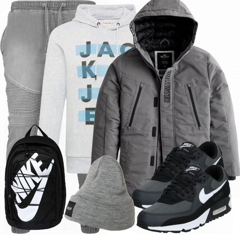 Schwarz Rucksack Nike Sportswear kombinieren