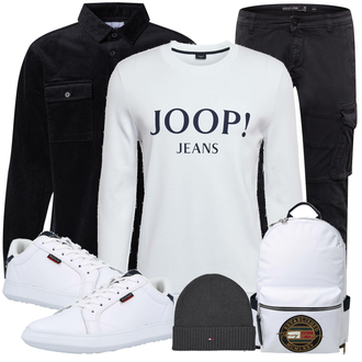 Outfit mit Weiß Sneaker/Leder Sneaker Tommy Hilfiger "Alltags Outfit"