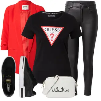 ohne Verschluss Outfit mit Rot Mantel/3/4 Bluse/Bluse Mit Ellen­bogen-patch/Bluse mit Stehkragen/Klassische Tunika/Lederjacke/Longbluse/Einfarbige Bluse/Strick Große/Bluse Große Größe/Tunika Only "Perfekt für den Frühling"