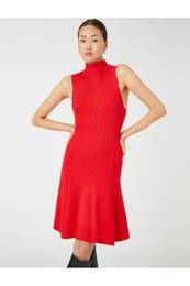 Mini pletenine brez rokavov obleka Turtleneck