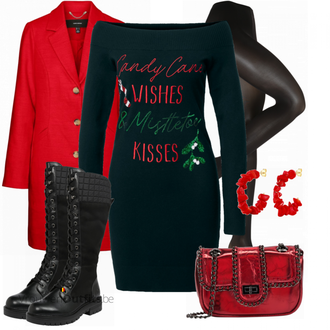 Outfit met zwart Laars Rieker "Chique Winteroutfit"