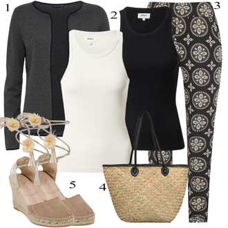 Outfit sa Kaki/Bijela/Smeđa/Crna/Krem Štofaste hlača/Skinny Hlače/Tradicionalna Hlača/Tajice/Hlača s Uzorkom Lascana "Zimski outfit"