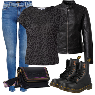 mit Reißverschluss Outfit mit Schwarz Plateau Stiefel/Stiefel mit Reißverschluss/Plateau Halbschuh/Leder Overknee Stiefel/SchnürStiefel Dr. Martens "Freizeit Outfit"