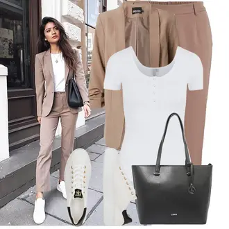 Chic Outfit sa Bijela/Krem/Bež Niska Tenisica/Kožna Tenisica/Tenisica s platformom/Tanka Tenisica Paul Green "Cool outfit za svaki dan"Look: Boja, Sportski, cool, Bad Taste, Skater, moderne, Chic