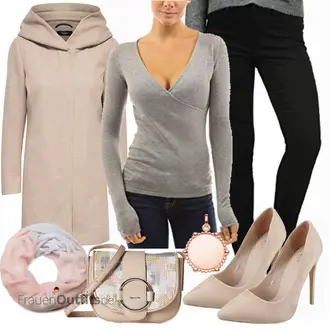 Trachten Outfit mit Beige/Braun/Khaki/Grau Kapuzenmantel/Kaschmir Mantel/Lodenmantel/Leichter Mantel/Wintermantel Wollmantel/Strickmantel/Wollfleece Mantel/Strickfleece Mantel Only "Only mantel"Look: Overdressed, Smart Casual, Kuschel, Casual, Trachten, 60er, Edel, Uni, Mom, Old Money, Maritim, Moderne
