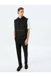 Basic Waist Tied Cotton Blend Zippered Pocket Detailed Sports Sweatpants
