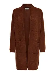 ONLY Female Strickjacke - Damen Cardigan lang Taschen, Farbe:Braun, Größe:M