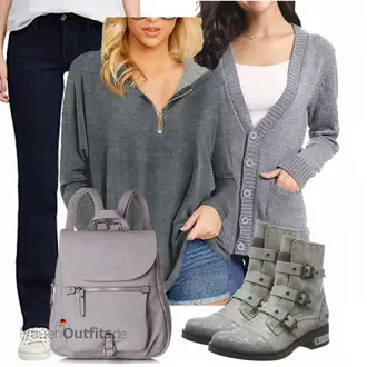 Outfit mit Dunkelblau Sportschuhe/Lederjacke/Leder Schuhe/Tapered-Jeans/Low Rise Jean/Knöchelstiefel/Damen 7/8-Länge Jeans/Straight Leg Jean/Regular-Fit Jeans/Cropped Jeans/Slim Fit Jeans Mustang "Herbstlicher Look"