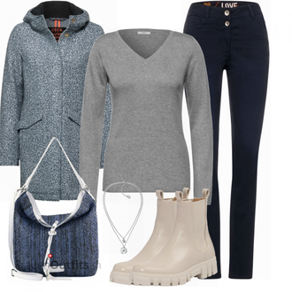 Outfit mit Grau/Beige Stiefel VERO MODA "Cooles Herbst Outfit"