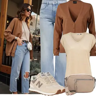 Outfit mit Hellblau Dad Jeans/Wide Leg Jean/Vintage Jeans/Cropped Jeans/Jeans mit Loch/Jeans-Culotte/Jeans mit Schlitz Only "Modisches Frühlingsoutfit"