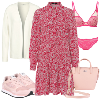 Outfit mit Rosa/Beige/Blau Schultertasche Lacoste "Sommer Look Für Den Alltag"