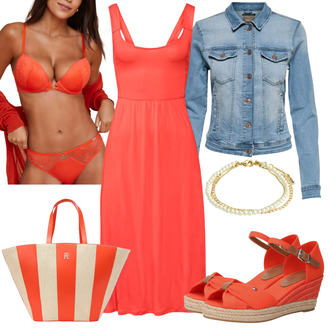 Outfit sa Bijela/Zlatni Narukvica Pilgrim "Outfit za plažu"