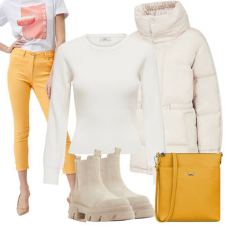 Pravá Kůže Outfit s Béžová/Khaki/Hnědá Chunky Tenisky/Kožená bunda/Chelsea Boty/Letní kotníková kozačka/Gumová Kotníková Bota Aldo "Zimní outfity"