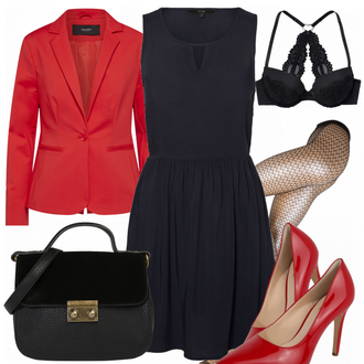 Outfit mit Rot High Heel Högl "littleBlackDress"