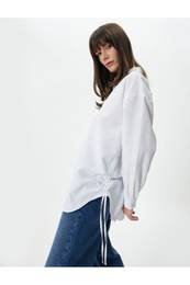 Long Sleeve Poplin Shirt Sleeves Draped Buttoned