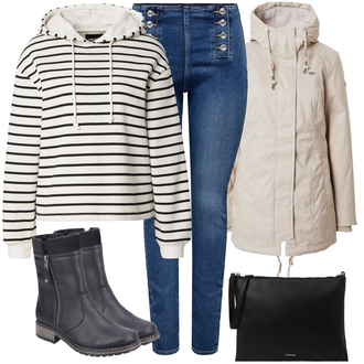 Kombinacije za zimu Prugasto sa Bijela/Krem/Bež/Žuta/Smeđa Pieces "Zimski outfit"