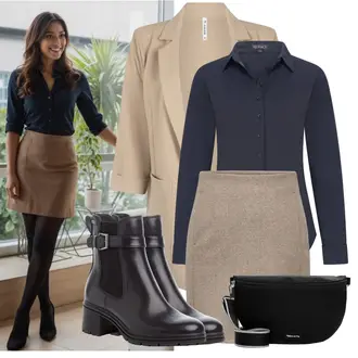 Zomer Sollicitatiegesprek Outfit met Slim Fit Blouse/Strijkvrije Blouse/Blouse Met Knoop/Blousebody mi piace "Lichtgewicht Outfit"