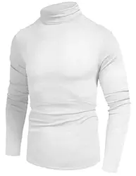 Herren Rollkragen Langarm T-Shirt Tops Schlank Einfarbig Winter Elastisch Pullover