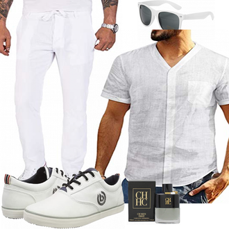 Outfit mit Grau Hemd/Bügelfreies Hemd/Kurzarm Hemd COOFANDY "Sommer Outfit"