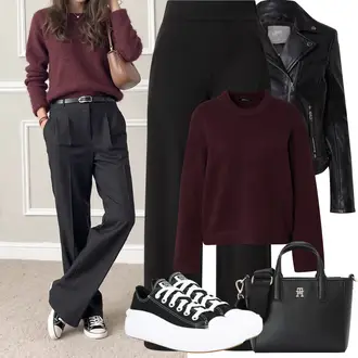 Outfit mit Schwarz/Weiß Canvas-Sneaker/Sneaker Low/Plateau-Sneaker Converse "Winter Outfits"