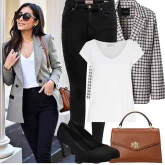 S remenom Outfit sa Tamnoplava/Crna Skinny Hlače/Push-up Hlača/Jeggings/Traper Tajice Only "Proljetni Outfit"