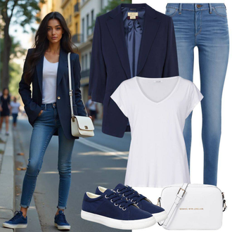 Basic Outfit sa Bijela/Krem/Siva Pojasna torbica/Torbica za telefon/Torba preko ramena/Mala Torbica/Torbica/Torba za rame/Torba za pisma/Torba za nošenje "Stilski uredski izgled"