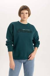 Relax Fit Slogan Long Sleeve Sweatshirt