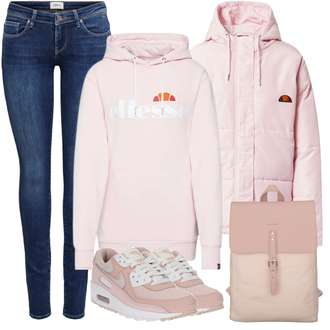 Outfit mit Rosa/Beige/Blau Sommerjacke Ellesse, Rosa/Beige/Blau Ellesse "Herfstse vrijetijdskleding"