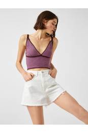 Knitted Crop Top Strappy V Neck