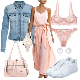 Outfit mit Rosa Schultertasche/Tasche Büro/Wickeltasche/Umhängetasche/Tragetasche/Schulranzen angel kiss "Frühlings Outfit"