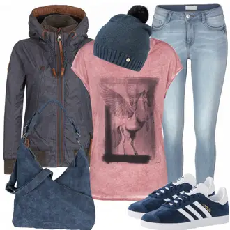 Gazelle Outfit mit Grau Sneaker Adidas Originals "Spirit"