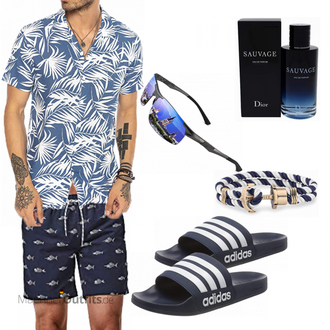 Outfit mit Grau Hemd/Kurzarm Hemd/Hawaii Hemd Red Bridge "Sommer Outfit"