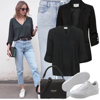 Kombinacije za bucmaste Ured sa Crna Kargo Blejzer/Oversize Sako/Kožna Jakna za Muškarce/Kratki Sako/Dugi Sako/Sako od smokinga/Sako Jakna/Boyfriend Sako/Casual Sako/Sakoi za Bluzu/Kožna jakna za muškarce Only, Crna/Tamnosiva Tunika Kaffe "Proljetni Outfit"Look: cool, Ured, Rap, Šik, Poslovni, klasický, Old Money, Lagano, Stil, Elegantan, 20-ih godina