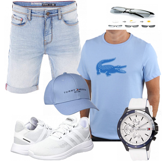 Outfit mit Weiß T-Shirt Lacoste "Sommer Outfit"