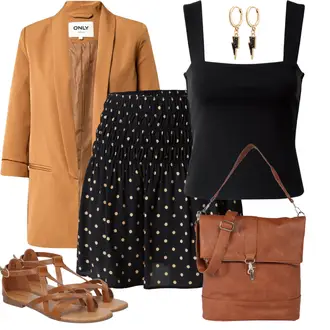 Rock Outfits Paperbag mit Braun/Beige Businesstasche/Tragetasche/Laptoptasche/Macbook Tasche/Notebook Tasche/Tasche Büro/Schulranzen/Schultertasche About You "Alltagsoutfit"