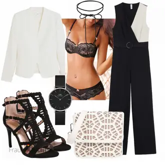 Outfit mit Schwarz High Heel/Sandalette Bullboxer "Business Casual Damen Outfit"