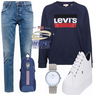 Outfit mit Blau Tasche Adidas Performance "Leichtes Outfit"
