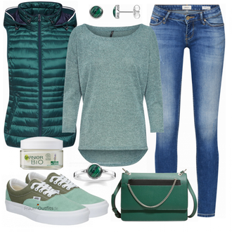 Outfit mit Türkis/Grün/Hellblau 3/4 Bluse/Klassische Tunika/Elegante Tunika/ausgefallene tunika/Festliche Tunika/Lederjacke/Tuniken-Shirt/Shirt & Top Große Größe/Tunika Only "Only Pullover"