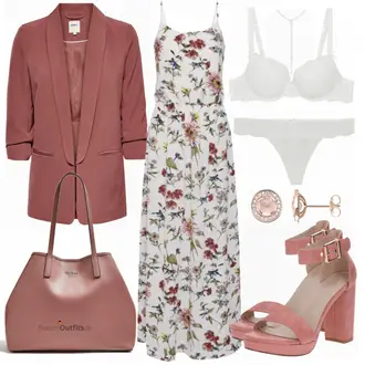 Geblümt Outfit mit Rot/Grün/Rosa/Braun/Weiß Kleid Große Größe/Strandkleid/Langes Sommerkleid/Maxikleid/Nicki Kleid/Bedrucktes Kleid Only "ONLY"